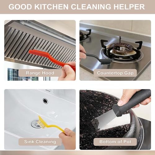 Crevice Cleaning Brush Set-9-Piece, Scratch-Free Hard Bristle Gap Scrubber with Protective Tip, Non-Shedding Detail Brushes for Window Tracks, Bathroom Grout, Blenders & Kitchen Sinks - Image 6