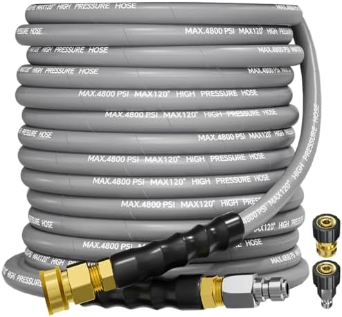 3/8" 4800PSI Pressure Washer Hose 50FT Swivel Quick Connect by TechSweeppro