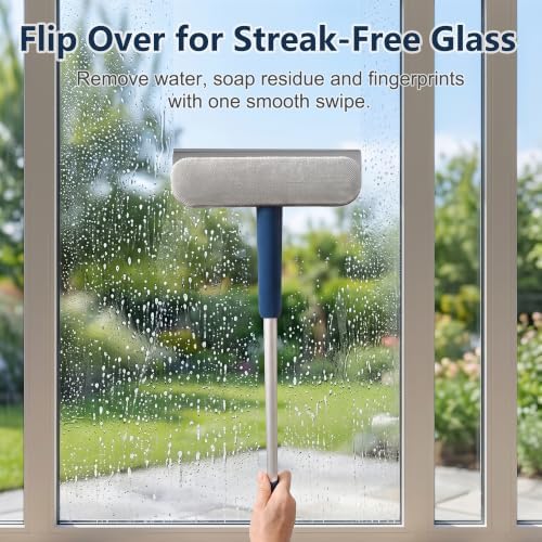 3-in-1 Window Screen Cleaner with Squeegee & Built-in Detail Brush, Aluminum Handle Cleaning Tool for Window Screens, Glass, Patio Doors & Sliding Door Tracks - Image 4