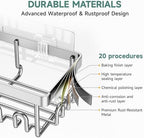 Veken Shower Caddy 6-Pack, Advanced Rustproof Design, No Drilling Adhesive Shelves, Rack with Soap Holder, Large Capacity Bathroom Organizers and Storage, Wall-Mounted Kitchen & Home Decor, Silver - Image 5