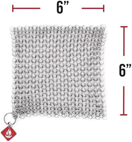 Knapp Made CM Scrubber 6" x 6" Small Ring Chainmail Cast Iron Scrubber, Premium Stainless Steel Mesh Cleaner for Pre-Seasoned Pans, Dutch Ovens, Grills and Skillets - Image 3