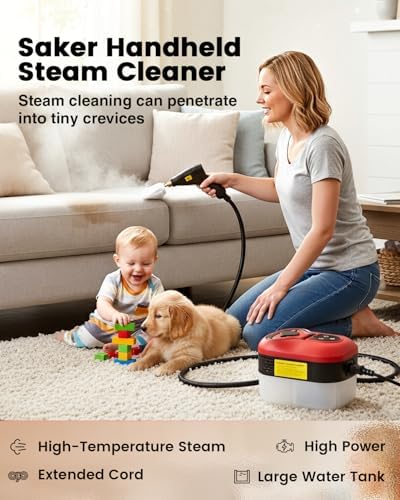 Saker Handheld Steam Cleaner for Home,6-Level Adjustable Steamer for Cleaning,Portable Steam Cleaner,Steamer for Cleaning with 1200ML Water Tank,Suitable for Kitchen,Bathroom - Image 2