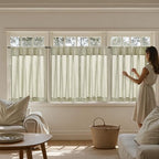 jinchan Linen Pinch Pleated Back Tab Tier Curtains, 26x36, Beige - Image 7