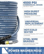 Pressure Washer Hose 100FT 3/8" Steel Wire Braided Swivel Quick Connector - Image 2