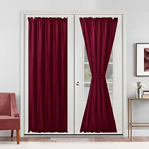 Hiasan French Door Curtains Privacy, Burgundy, 52W x 72L, 1 Panel by Hiasan