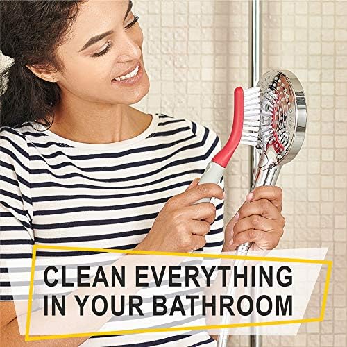 Scrub Brush Set of 3pcs - Cleaning Shower Scrubber with Ergonomic Handle and Durable Bristles - Grout Cleaner Brush - Scrub Brushes for Cleaning Bathroom, Shower, Tile, Kitchen, Floor, Bathtub, Floor - Image 6