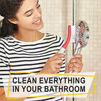 Scrub Brush Set of 6 pcs - Red or Blue Randomly Color, Cleaning Shower Scrubbers with Squeegee for Shower Glass & Adhesive Wall Hooks Including Grout Cleaner Brush for Cleaning Bathroom, Tile - Image 6