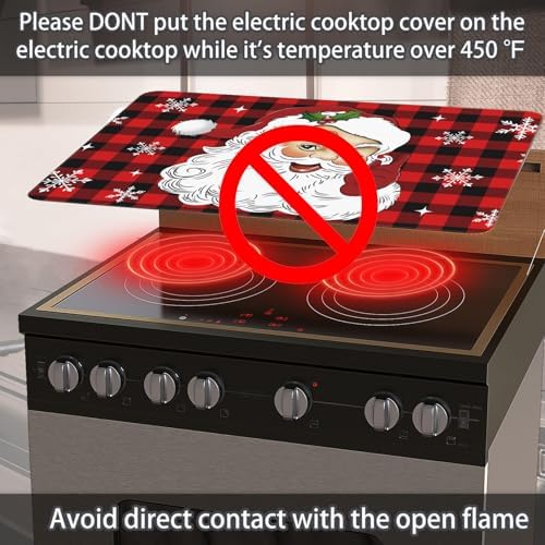 Santa Claus Stove Top Cover for Electric Stove 28" x 20" Kitchen Christmas Decor Glass Flat Top Stove Mat Oven Induction Cooktop Mat Winter Home Decor - Image 7
