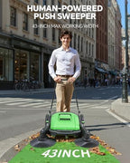 43" Walk-Behind Hand Push Floor Sweeper Machine(Green) - Image 3