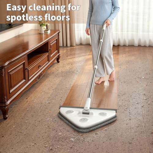 Long Handle Wall Mop & Baseboard Cleaner, 3-in-1 Wall Cleaner Mop with Extension Pole & Squeegee, Ceiling Cleaning Tool Duster with 3 Microfiber and 3 Chenille Pads for Windows, Floors, Cabinet - Image 5