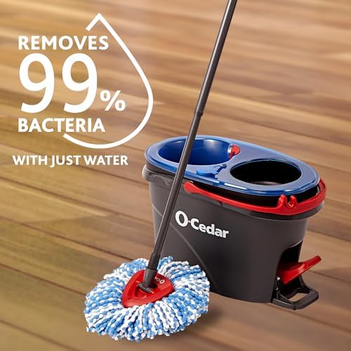 O-Cedar RinseClean Spin Mop & Bucket System + 2 Extra Mop Heads| Clean with Clean Water | Removes 99% of Bacteria - Image 6