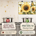 Electric Stove Top Cover - Heat Resistant Floral Stove Cover & Stove Top Protector, Reusable, Easy to Clean, Stylish Home Upgrade. (Sunflower Check, 28"L x 20"W) - Image 3
