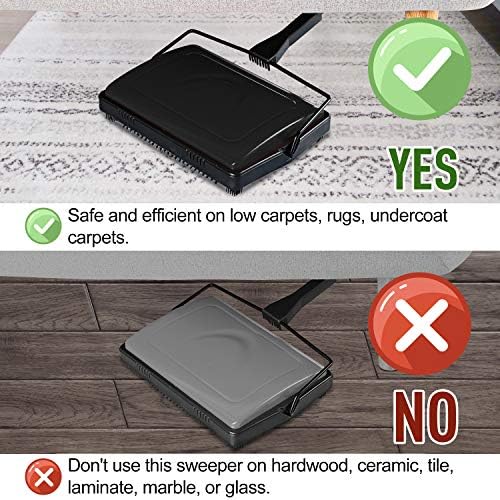 Yocada Carpet Sweeper Cleaner Manual Hand Push Non-Electric Black - Image 3