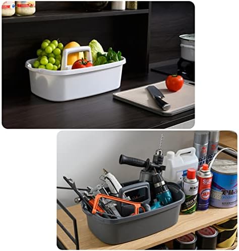 Large Cleaning Supplies Caddy Portable Shower Basket Supply Organizer with Handle Plastic Bucket Tool Storage for Bathroom, Bedroom, Kitchen, College Dorm, Garden, Dark Gray 2 Pack - Image 3