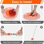 Wall Mop Set, 4 Mop Head + 87”Handle Dust Mop for Ceiling,Baseboard & Floor - Image 4