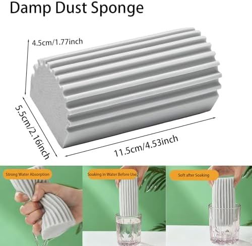 Damp Clean Duster Sponge 2 Pack Household Cleaning Sponges Reusable Dusting Sponge for Brushing Blind Glass Vents Window Mirrors Baseboards - Image 2