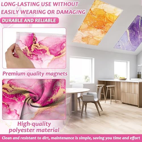8 Pcs Fluorescent Light Covers with 80 Magnets Decorative for Classroom Ceiling Lights 4 x 2 Feet Magnetic Light Covers Filter Easy Install for Office Hospital & Home Drop Ceiling Supplies (Fluid Art) - Image 3