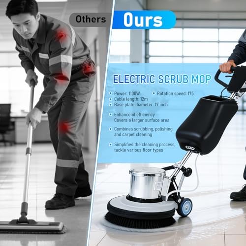 17" Heavy-duty Commercial Floor Scrubber, 1100W 175RPM Floor Machine - Image 7