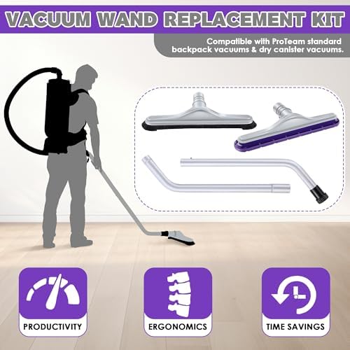 Replacement 2 Piece Vacuum S Wand with 14" Floor and Carpet Brush Compatible with ProTeam Backpack Vacuums Compatible with Hoover C2401 Backpack Vacuum(Purple & Grey Nylon Brush) - Image 4
