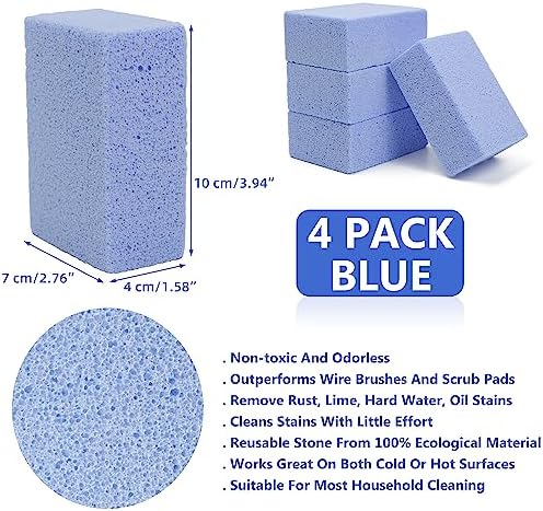 Multiuse Magic Cleaning Stone Barbecue Grill Cleaner Griddle Scraper for Removing Stains BBQ Grease，4 Pack Blue Clean Block Clean Brick Cleaning Brush for Flattops Cookers Pool Racks Toilet Utensils - Image 5