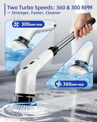 Cordless Electric Spin Scrubber with 360 RPM Power and 6 Brushes - Image 4