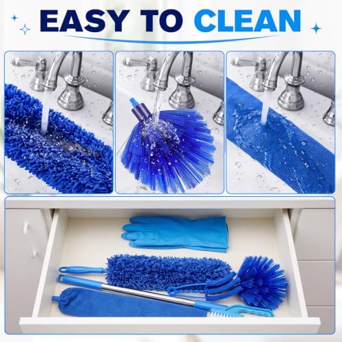 8 Pcs Microfiber Feather Duster Kit with Extension Pole - Image 6