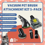 Vacuum Pet Brush Attachment Kit 5-Pack – Dog Grooming Tools with Turbo Brush, Massage Nozzle & 2 Adapters – Fits 1.25", 1.5", 1-3/8" Hoses – Compatible with Shop Vac, Shark, Miele, Bissell & More - Image 2
