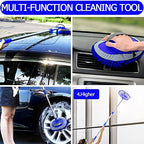 WillingHeart 47.5" Car Wash Brush Mop Cleaning Tool with Long Handle Kit for Washing Detailing Cars Truck, SUV, RV, Trailer, Boat 2 in 1 Chenille Microfiber Sponge Duster Not Hurt Paint Scratch Free - Image 2