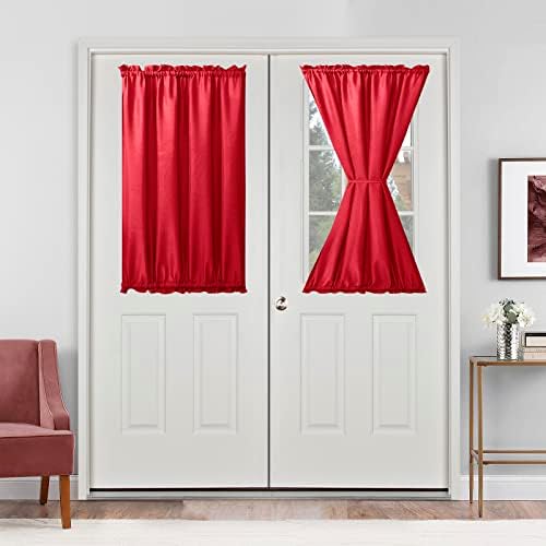 Hiasan French Door Curtains Semi Sheer, Red, 24W x 40L, 1 Panel by Hiasan