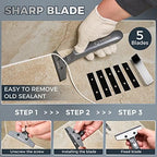 Saker Caulking Tool Kit-Aluminum 4 in 1 Sealant Finishing Tool Grout Remove Scraper Caulk Remover Glass Glue Angle Scraper for Bathroom,Kitchen,Floor,Window,Sink Joint,Frames Seal Silver - Image 5