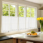 Cream Semi Sheer Kitchen Curtains for Small Windows 24 inch Length - Image 2