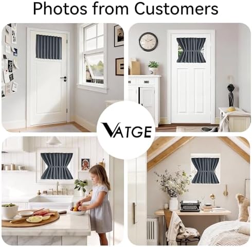 Vatge Short Door Curtain for Door Window, Blackout Front Doors Window Panel for French/Patio/Glass Door, 1 Panel, W25 x L20, Grey - Image 5