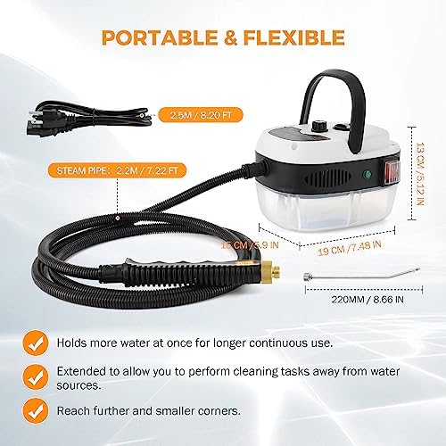 BEAMNOVA 2500W Steam Cleaner for Car High Pressure Steamer Auto Detailing - Image 6