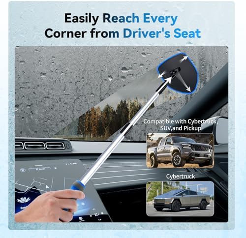 XINDELL Interior Windshield Cleaner Tool, Car Window Cleaning Kit with 5 Reusable Microfiber Pads, Extendable Handle & 360° Rotating Head, Streak-Free Auto Glass Wiper for Truck SUV RV - Image 4
