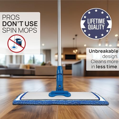 18” Pro Microfiber Hardwood Floor Mop - Cleans Floor in Seconds | Dust & Wet Mopping | Hardwood, Tile, Laminate & Vinyl with 3 Washable Pads, No Buckets Needed with Deluxe Household Mop - Image 3