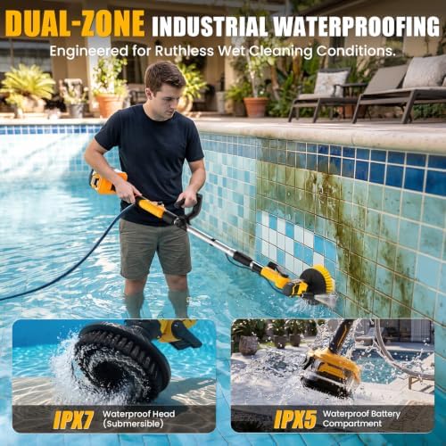 Cordless Electric Power Scrubber Compatible with DeWalt 20V Max Battery - Image 5