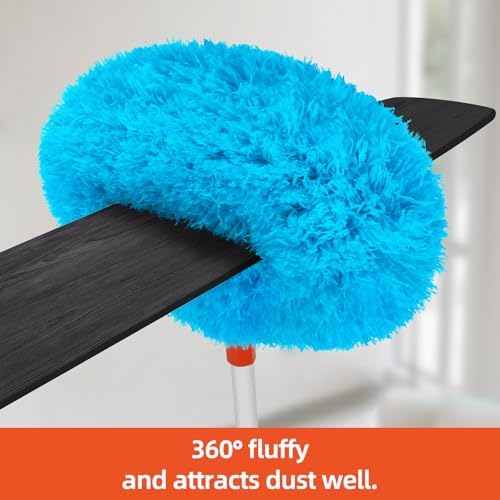 Baseboard Cleaner Tool with Handle, Extendable Long Handle Baseboard Cleaning Duster with Reusable Pads for Floorboard, Ceiling Fan Blade Cleaner Duster (Blue) - Image 3