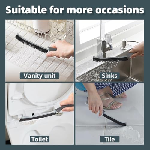 Toilet Brush, 2 Pcs Bathroom Cleaning Brush, Gap Scrub Brush with Hanging Hole, Multifunctional Hard Bristle Crevice Cleaning Brush, Cleaner Tools for Sinks, Tub, Shower, Tile, Toilet Seat (2, Grey) - Image 6