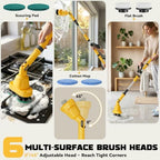 NATBEESY 2 in 1 Electric Spin Scrubber Compatible with DeWalt 20V Battery(Tool Only), Dual-Head Power Scrubber, 680/1200 RPM, 45° Adjustable Head, Extendable Handle for Tile, Tub, Floor & Bathroom - Image 6