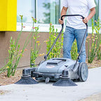 Tomahawk Industrial 38" Walk Behind Push Sweeper with Triple Power Side Brooms Floor Cleaning of Dust Litter Grass - Image 5
