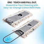 24" Industrial Cotton Floor Dust Mop with adjustable Steel Handle - Commercial Mops for Hardwood, Tiles, Laminate, Vinyl, Garage epoxy, Bamboo surface cleaning and Flooring Push Dust Broom - Image 6