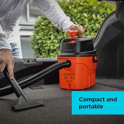 BLACK+DECKER Shop Vacuum Wet and Dry, 3 Gallon 3.0 Peak HP, 3-in-1 Portable Corded Shop Vac with Accessories, Vacuum Cleaner for Home, Pet and Car(BDXV18910P-3) - Image 5