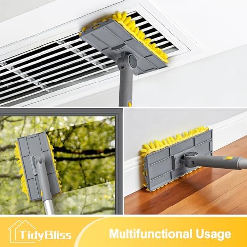 TidyBliss 77” Ceiling Fan Blades Cleaner Duster with Extension Pole, Extendable Flexible Dust Cleaning Brush, Reusable Chenille Mop for Baseboard Wall Floor Blinds Cobweb - Image 3