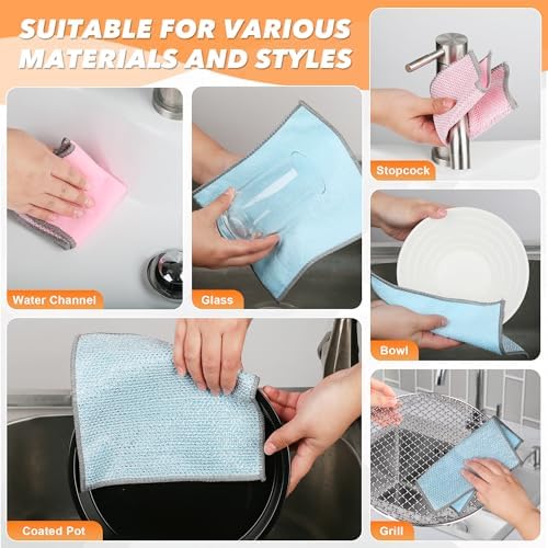 12PK Multipurpose Wire Dishcloth, Double-Side Mesh Cleaning Cloth(Pink) - Image 5
