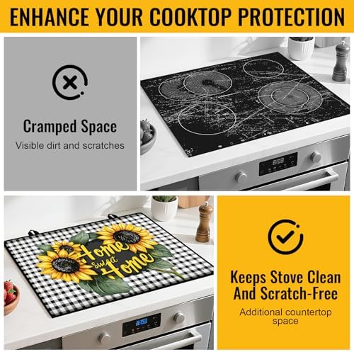 Stove Top Cover for Electric Stove,Glass Stove Top Cover, Heat Resistant Glass Cooktop Cover, Stovetop Protector, Kitchen Decor, Dish Drying Mats Cover for Ceramic Washer Top 28.5x20.5 inch - Image 4