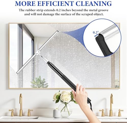2-in-1 Window Shower Squeegee with Extension Pole for Glass Doors - Image 5