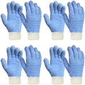 MIG4U Microfiber Dusting Gloves Washable Reusable Cleaning Mittens Gloves Kitchen House Cleaning Car Blinds Blue 4 Pairs S/M by MIG4U