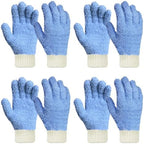MIG4U Microfiber Dusting Gloves Washable Reusable Cleaning Mittens Gloves Kitchen House Cleaning Car Blinds Blue 4 Pairs S/M by MIG4U