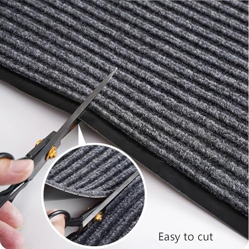 Commercial Entrance Mat 4' x 16.4' Runner Rugs, Non‑Slip Rubber Backing Indoor Outdoor Carpet Runner, Heavy Duty Floor Mat for Entryway Hallway Kitchen Garage Patio Balcony Office, Grey - Image 4