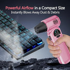 B50 Compressed Air Duster & Vacuum Cleaner, 0.6 lb Lightweight Powerful Mini Blower, Smart Display & Variable Speed, Rechargeable Air Duster for Keyboard, PC, Computer,Vanity, Desk, Car & Home – Pink - Image 3